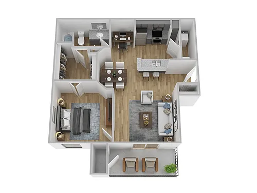 Floor plan 1 Bed, 1 Bath A (60% Income Restricted)