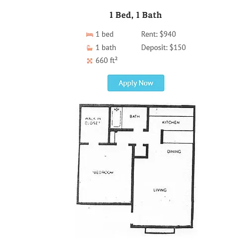 Floor plan 1 Bedroom 1 Bath