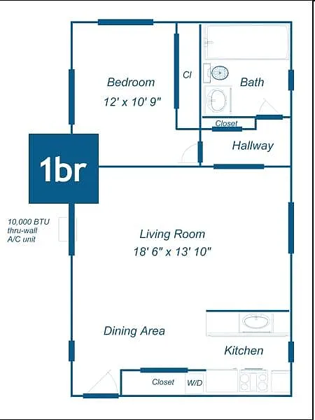 Floor plan 1BR 1BA