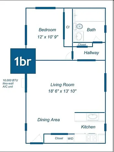 Floor plan 1BR 1BA