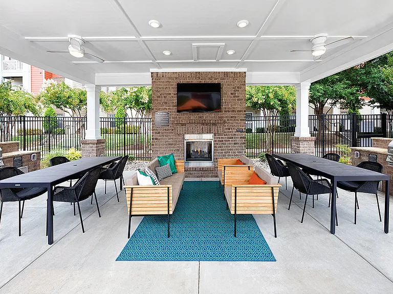 Summerhouse with Fireplace, Seating and Gas Grills