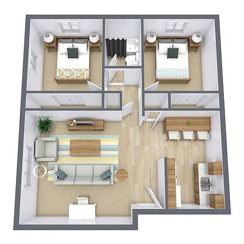 Floor plan Two Bedroom 21A