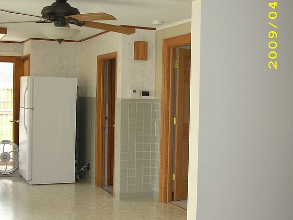 View from family room into kitchen