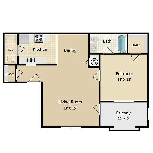 Floor plan 1 Bed 1 Bath