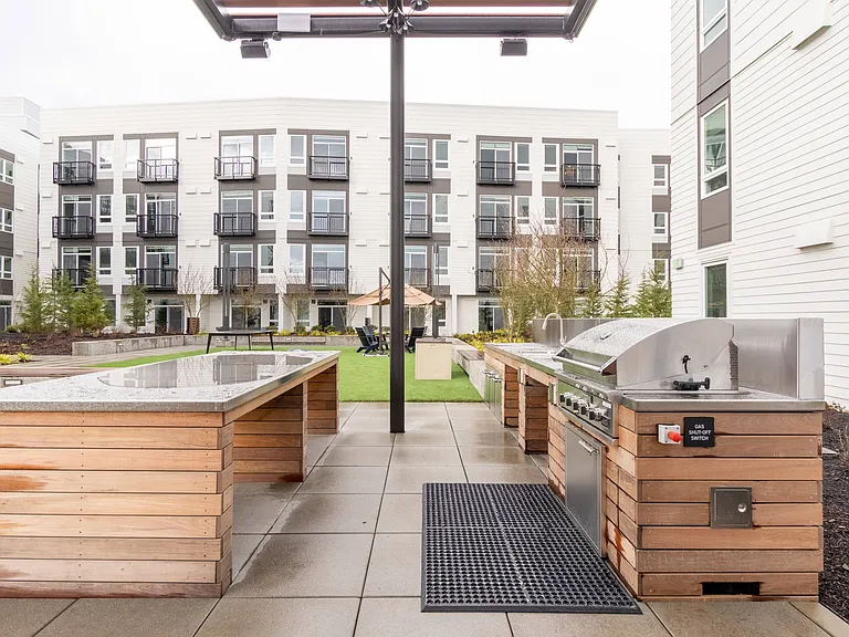 Grill outside or play cornhole in the courtyard