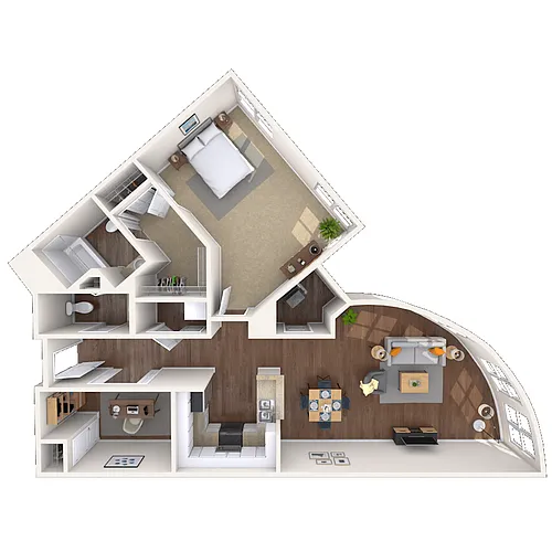 Floor plan Traditional 1x1.5 1196 SF
