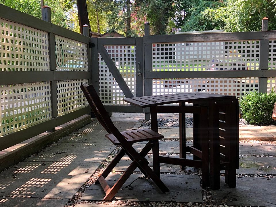 Your own back patio with locked gate. Your own parking space behind.