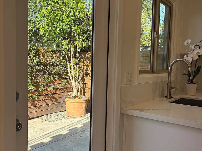 View of the patio from inside.