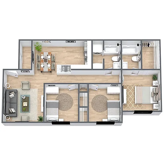 Floor plan Enchanted Grove (3 Bed, 2 Bath) RENOVATED