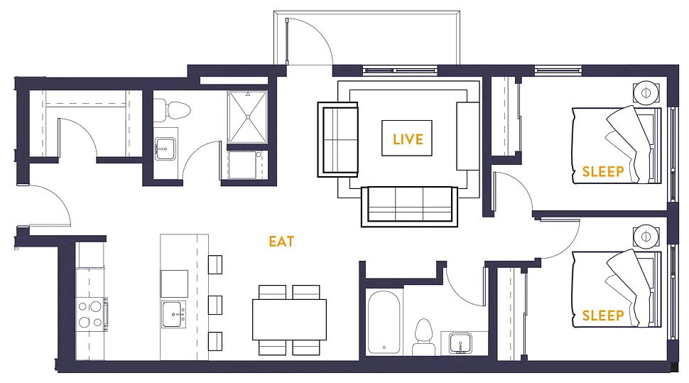 Floor plan 2X2 D