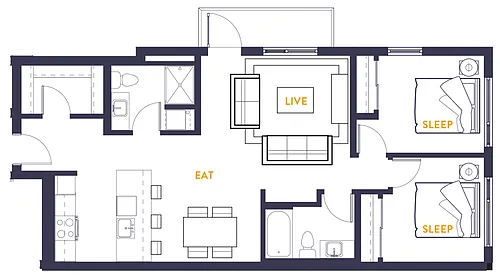 Floor plan 2X2 D