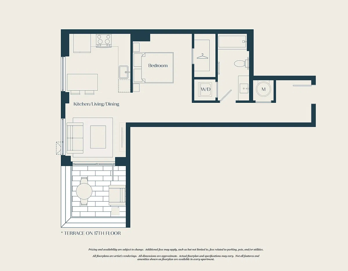 Floor plan 0 Bed - 1 Bath | S04