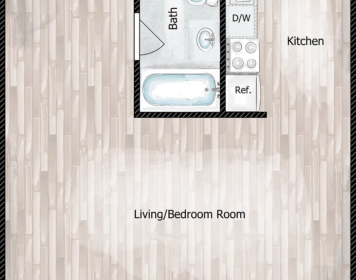 Studio/Efficiency Floorplan Diagram