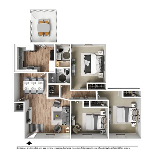 Floor plan Furnished 3 Bedroom w Porch