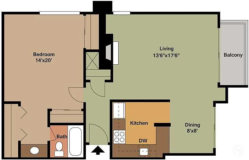 Floor plan Johnson - 1 Bedroom