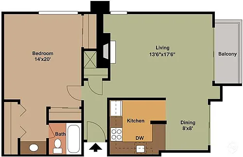 Floor plan Johnson - 1 Bedroom