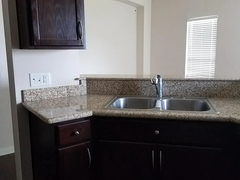 Kitchen open to living area