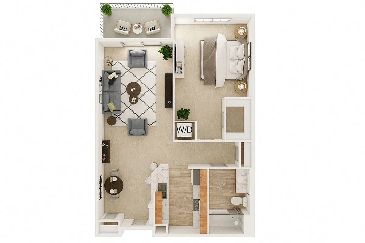 Floor plan 1 Bedroom, 1 Bath