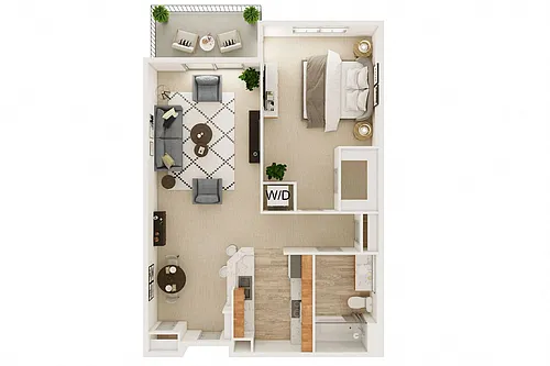 Floor plan 1 Bedroom, 1 Bath