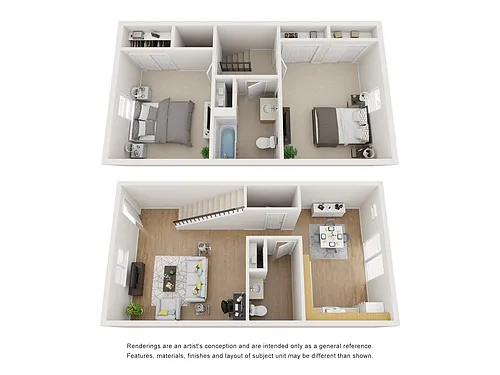 Floor plan 2 Bedroom 2 Bath Townhome