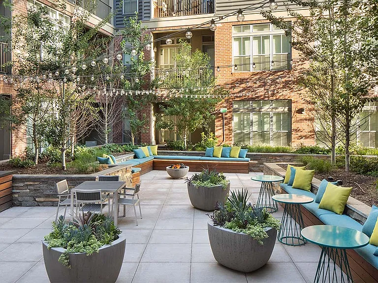 Apartment community Outdoor Lounge at Griffis North Union in Denver, Colorado.
