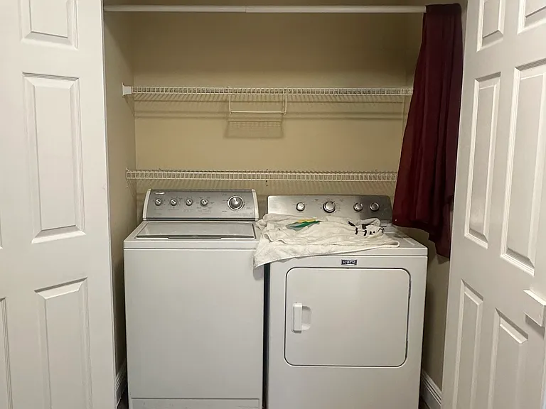 Indoor and hidden washer and dryer.