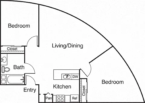 Floor plan 2 Bedroom 1 Bathroom A