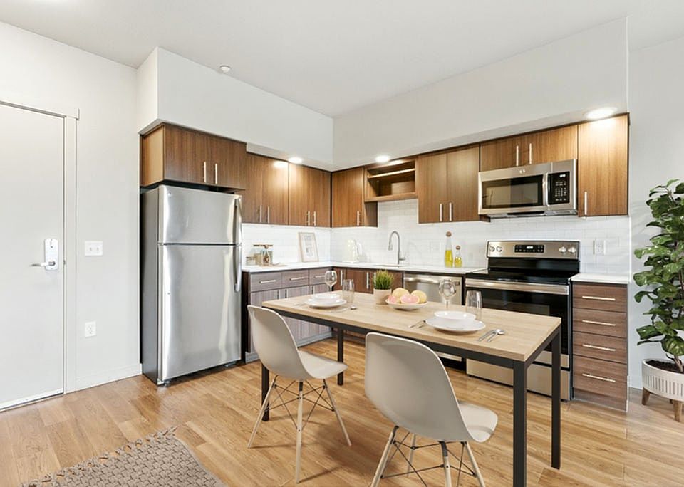 Modern kitchen with sleek stainless steel appliances