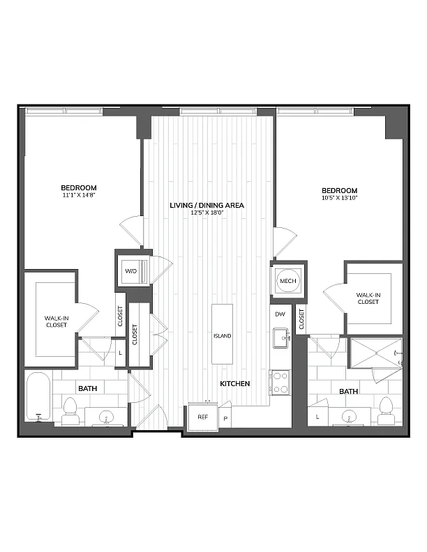 Floor plan 2 Bed/2 Bath Penthouse-05B