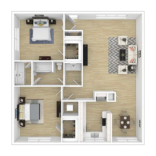 Floor plan Two Bedroom 1.25 Bath
