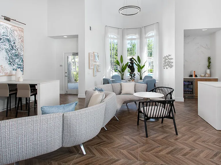 Resident lounge and leasing area with lounge seating