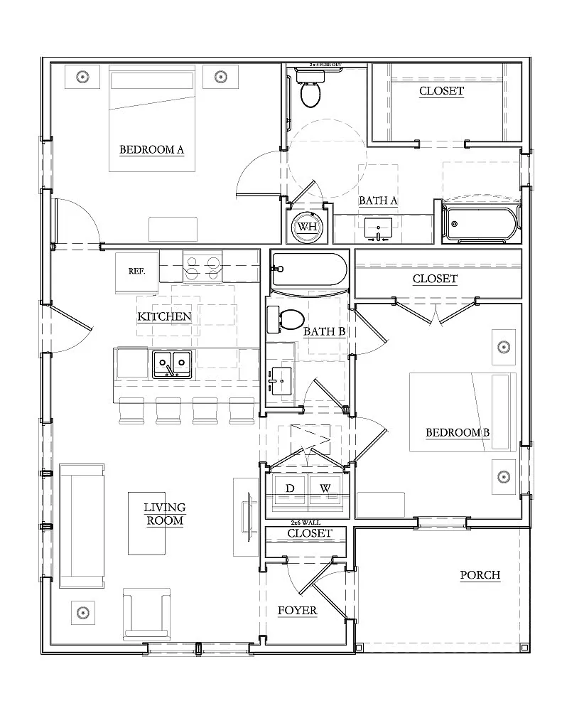 Floor plan 2 Bed Blackberry Twin - ADA
