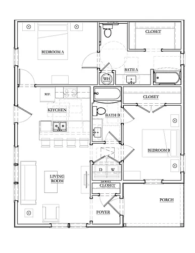Floor plan 2 Bed Blackberry Cottage - ADA