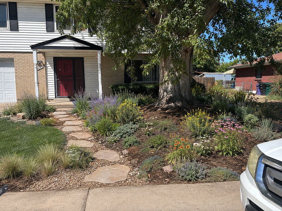 This is an A.I. rendering of the front yard, which is still in progress.