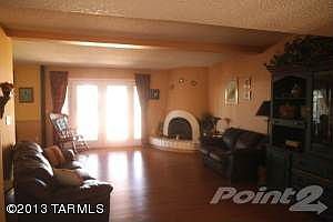 Family room with beehive fireplace