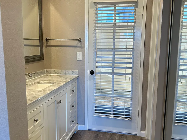 Master bathroom with updated paint color.