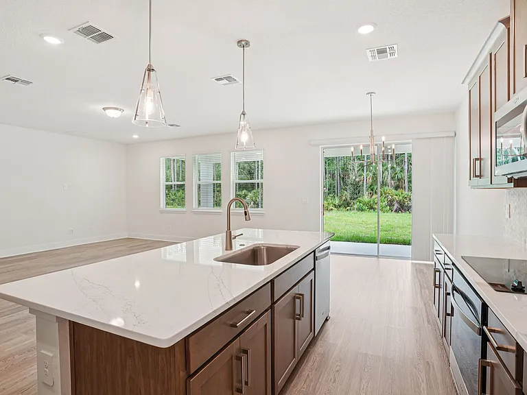Views from kitchen, dining area, and great room