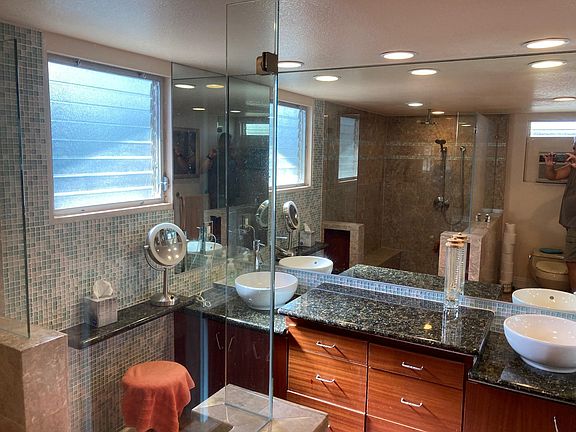 Spa like bathroom with custom walk in shower