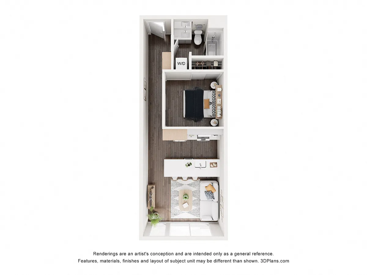 Floor plan Open 1 Bedroom - B2