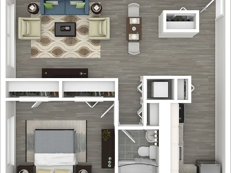 1x1 B - 585 sq ft, with large living area