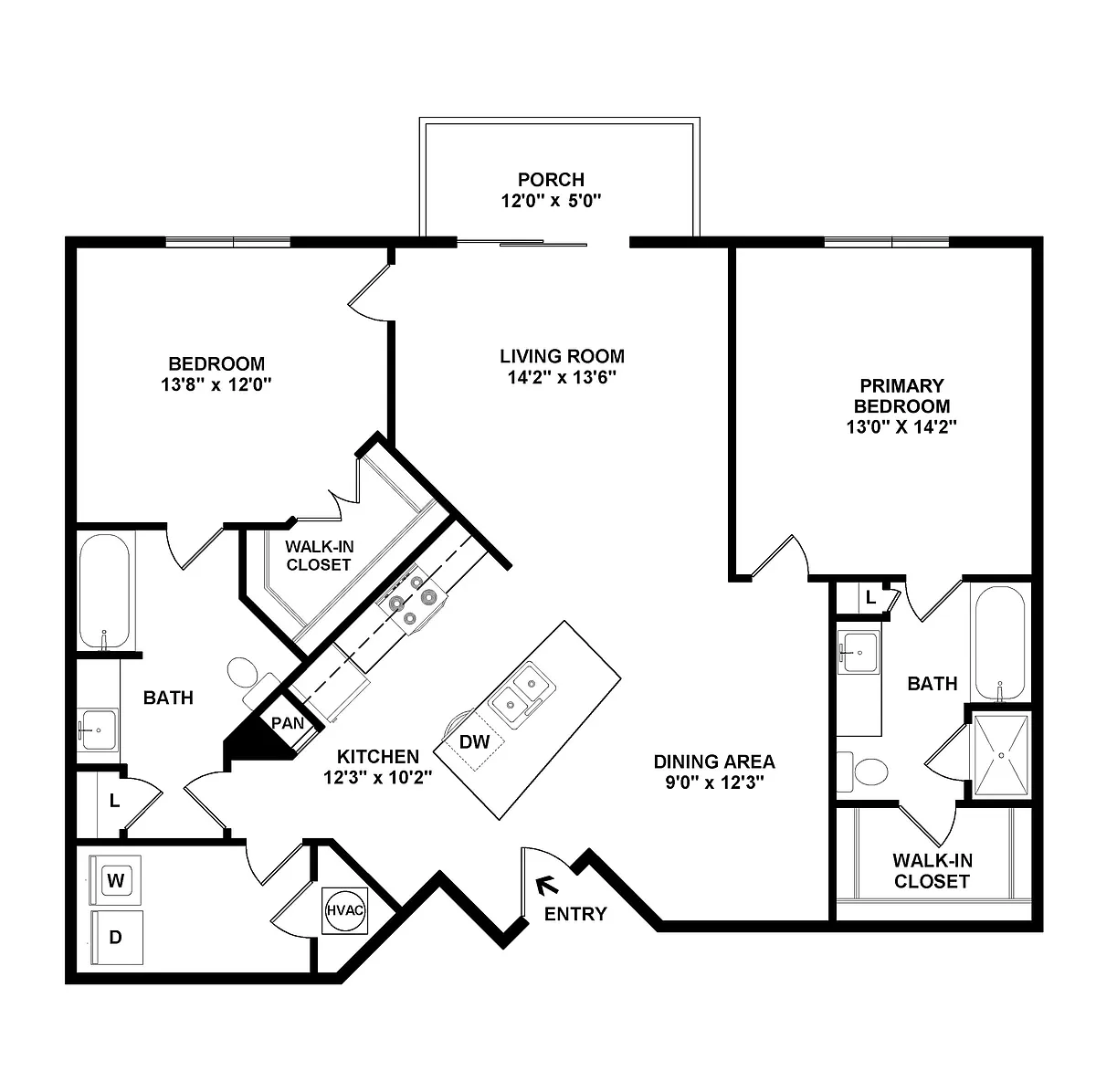 Floor plan 2 Bed/2 Bath-B5
