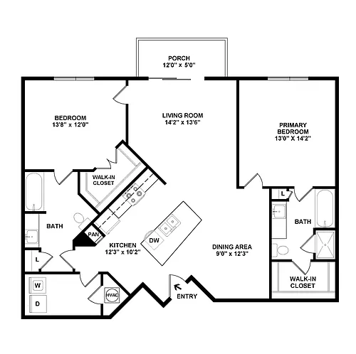 Floor plan 2 Bed/2 Bath-B5