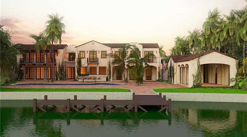 Great opportunity to own an incredible pie-shaped waterfront Mediterranean estate on Lower North Bay