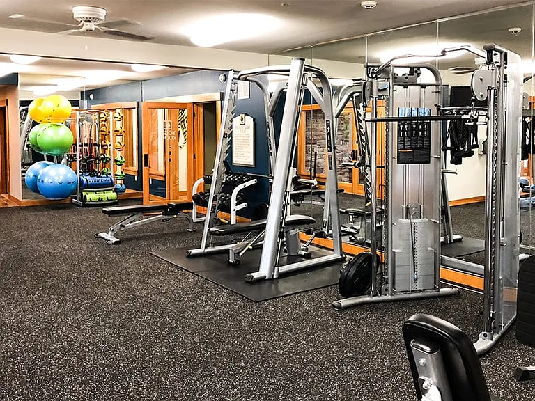 Indoor racquetball court, yoga studio and fitness center