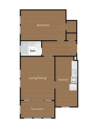 Floor plan One Bedroom with Sunroom