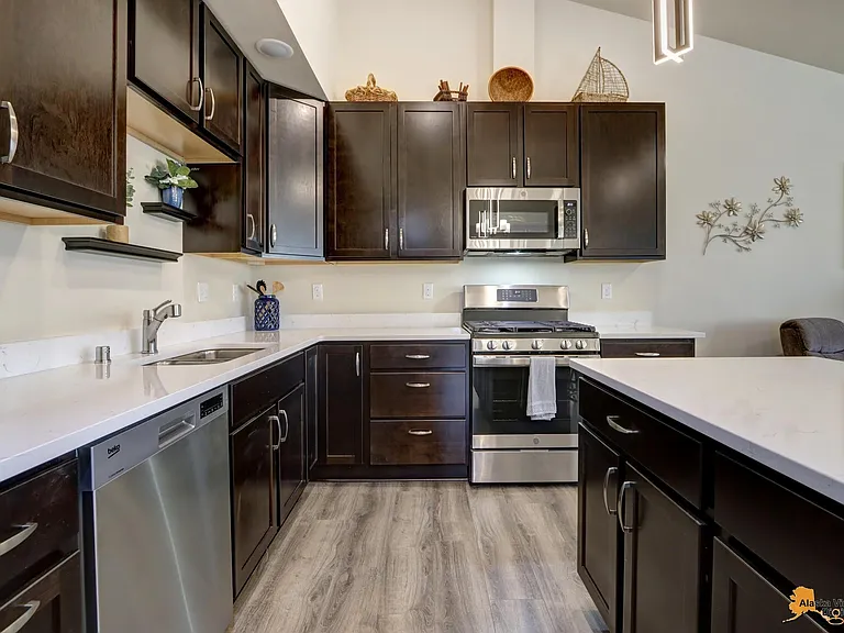 Kitchen and island
