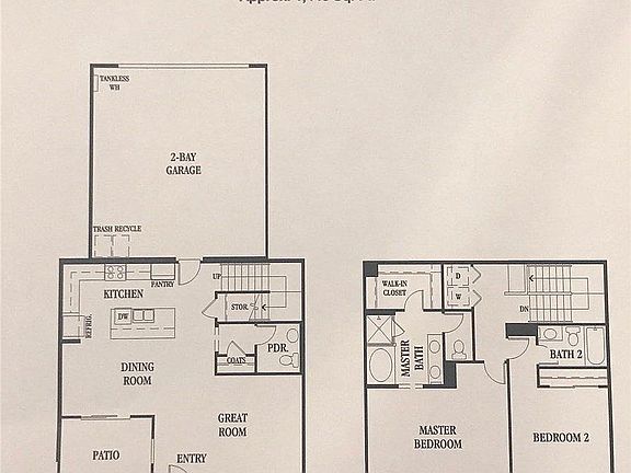 Floor plan showing a 2 car garage with convenient entry into the kitchen.