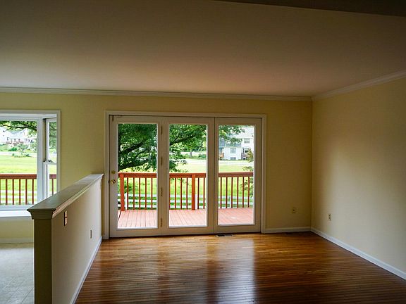 Hardwood floors and view from kitchen/living room.