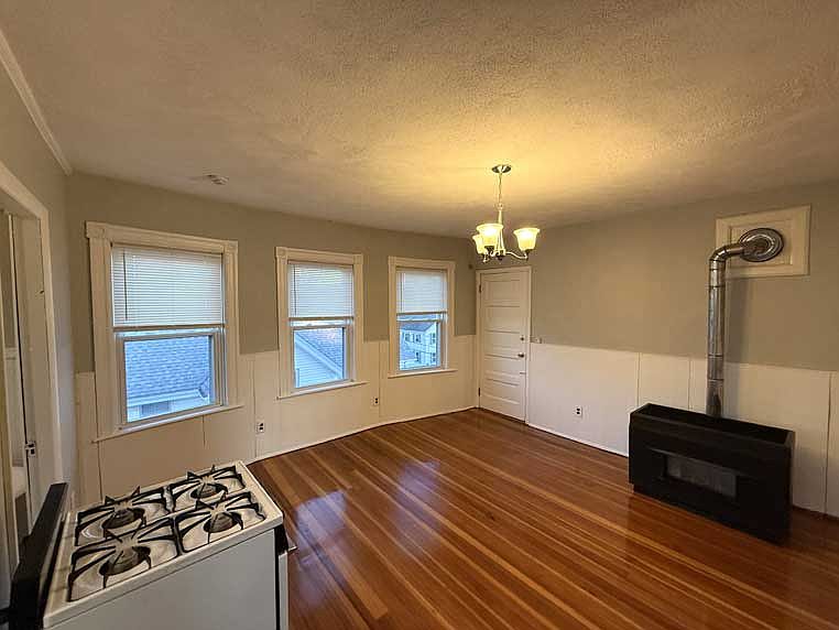 kitchen view with space heater