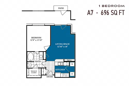 Floor plan One Bedroom A7p Renovated